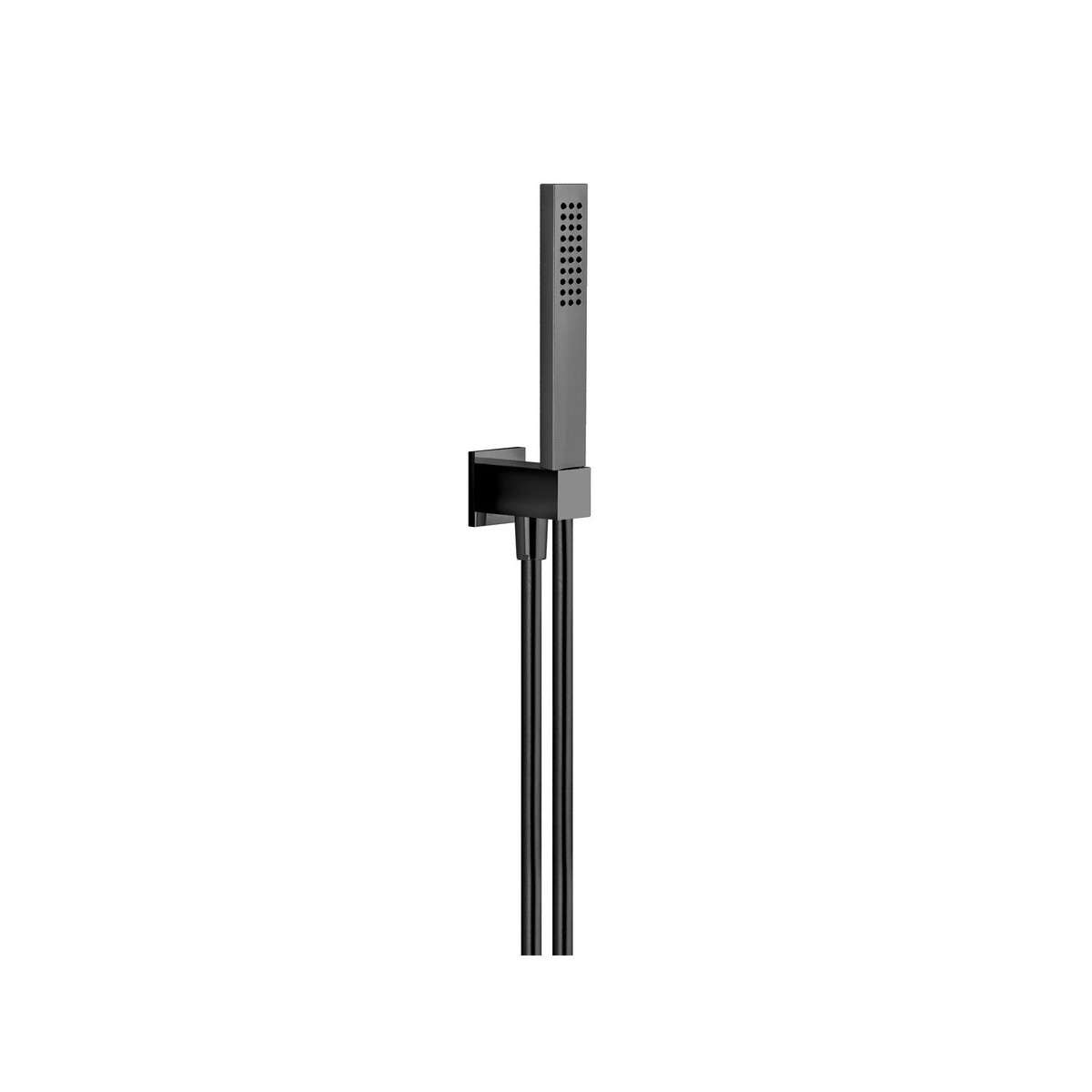 Kit douchette carrée avec support prise d'eau et flexible noir - THEWA KI057NE 