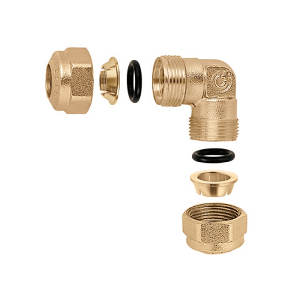 Coude O-ring égal laiton Ø16 pour tube cuivre - THERMADOR 90516 