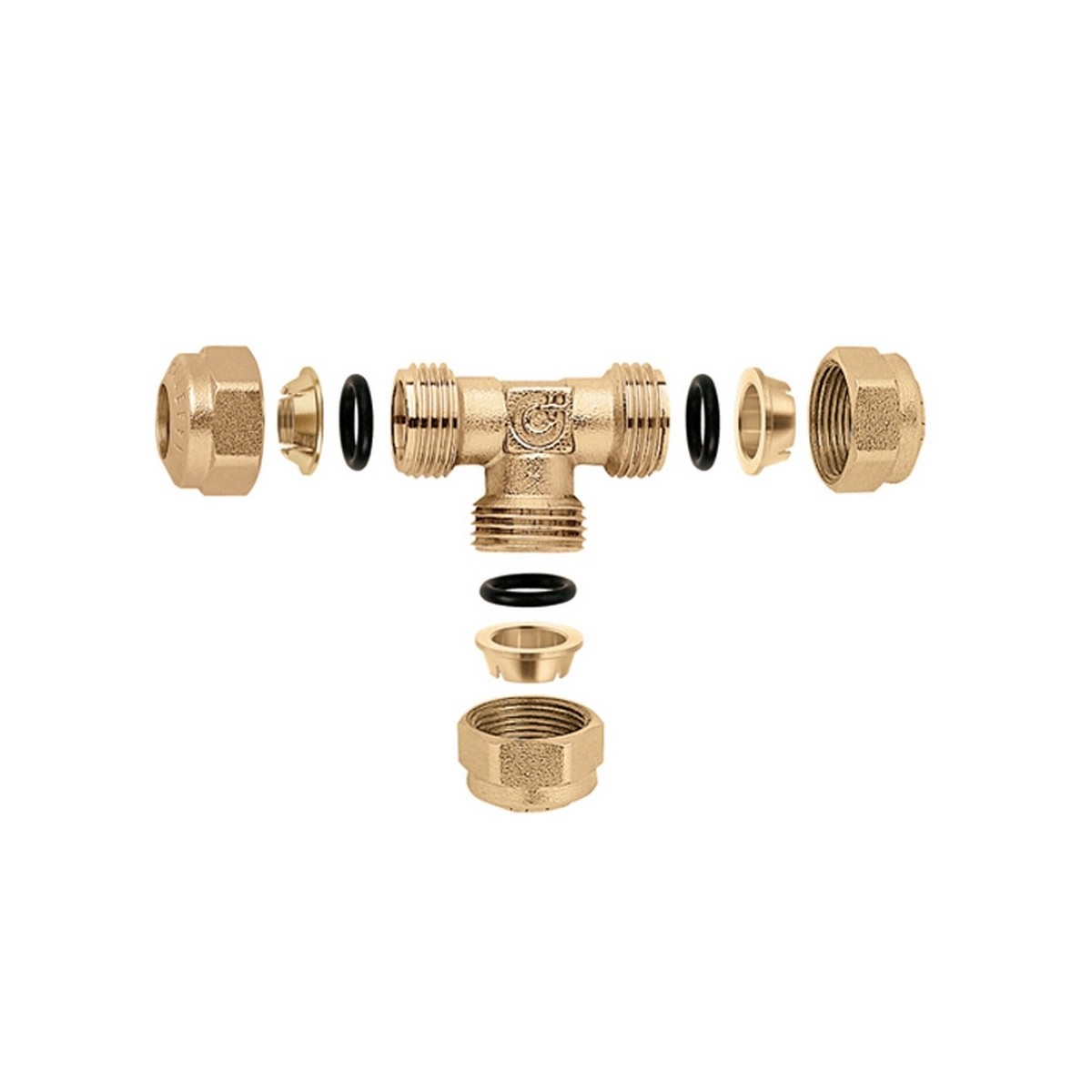 Té O-ring égal laiton 3/4" pour tube cuivre Ø22 - THERMADOR 90622 