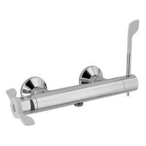 Mitigeur thermostatique bain-douche PMR et senior cartouche céramique manette souple chromé - THEWA ABB83PMR 