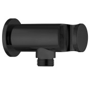 Prise d'eau et support douchette ronde métal noir - THEWA AC163NE 
