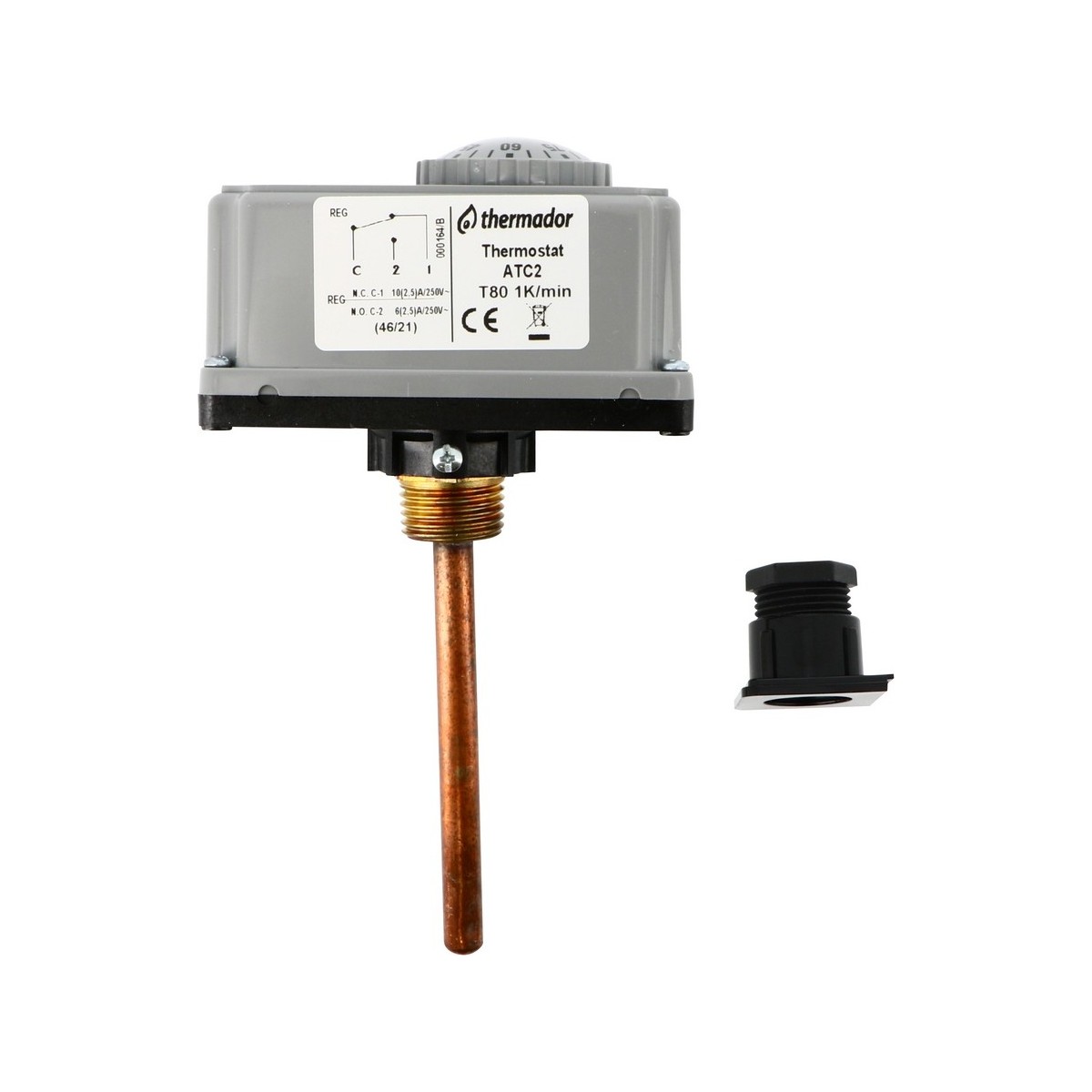 Aquastat de réglage à plongeur 200 mm 0-90 °C fileté 1/2" IP40 - THERMADOR ATC21 