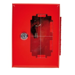Boîte à clés rouge sous verre dormant tôle anti-corrosion 3 crochets serrure normalisée 160 x 120 x 42 mm - THERMADOR BAC 