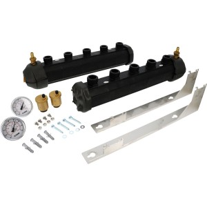 Collecteur géothermie prémonté 2 circuits raccordement 1"1/4 dérivation 42x2,5 TR entraxe 100 mm 6 bar - THERMADOR COLGEO2C 