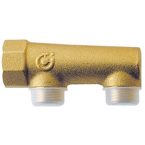 Collecteur simple borgne laiton 1" 2 dérivations 1/2" coniques entraxe 50 mm raccords à compression chauffage - THERMADOR COS262
