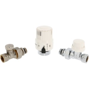 Kit 3 pièces radiateur EUROPE droit DN15 avec tête thermostatique et té de réglage - THERMADOR K3PE15DTR 