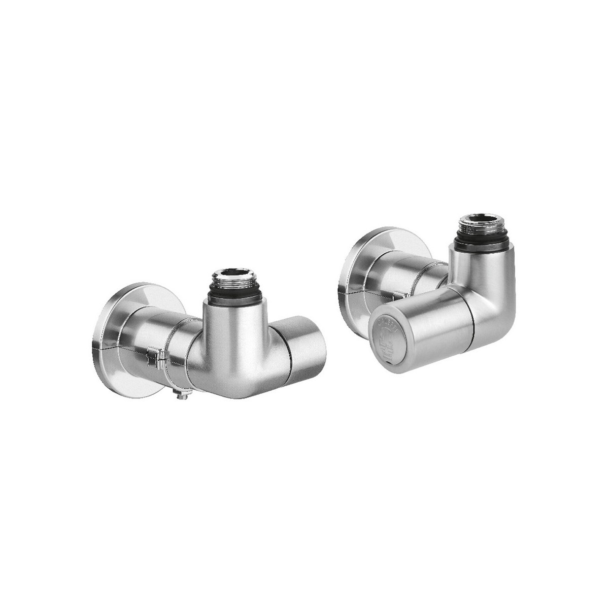 Robinet thermostatisable double équerre droite métal brossé pour radiateur et sèche-serviettes M23x1,5 - THERMADOR ERDMB 