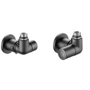 Robinet thermostatisable double équerre droite noir radiateur et sèche-serviettes tube M23x1,5 1/2" - THERMADOR ERDNO 