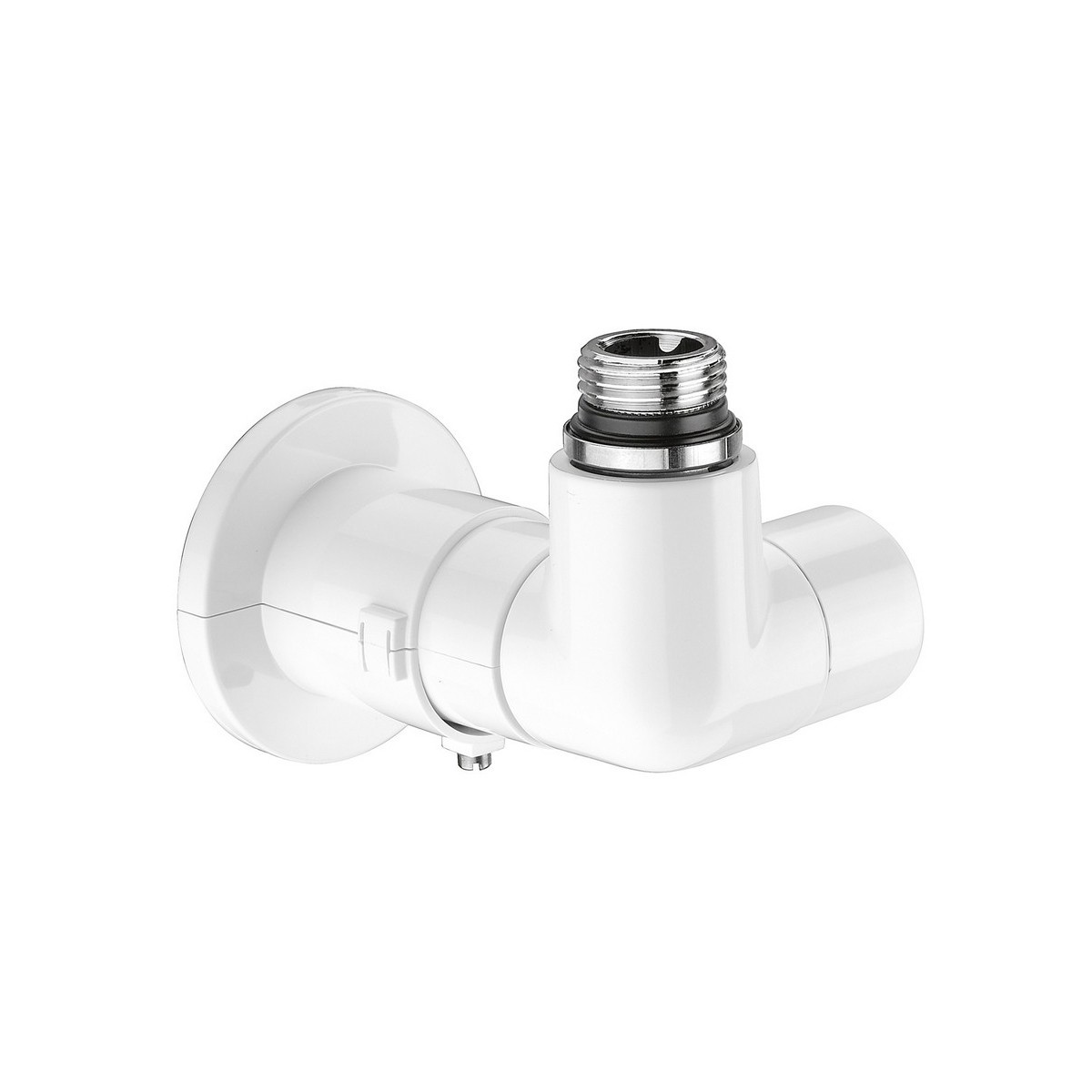 Robinet thermostatisable équerre blanc pour radiateur et sèche-serviettes tube M23x1,5 radiateur 1/2" - THERMADOR EREBL 