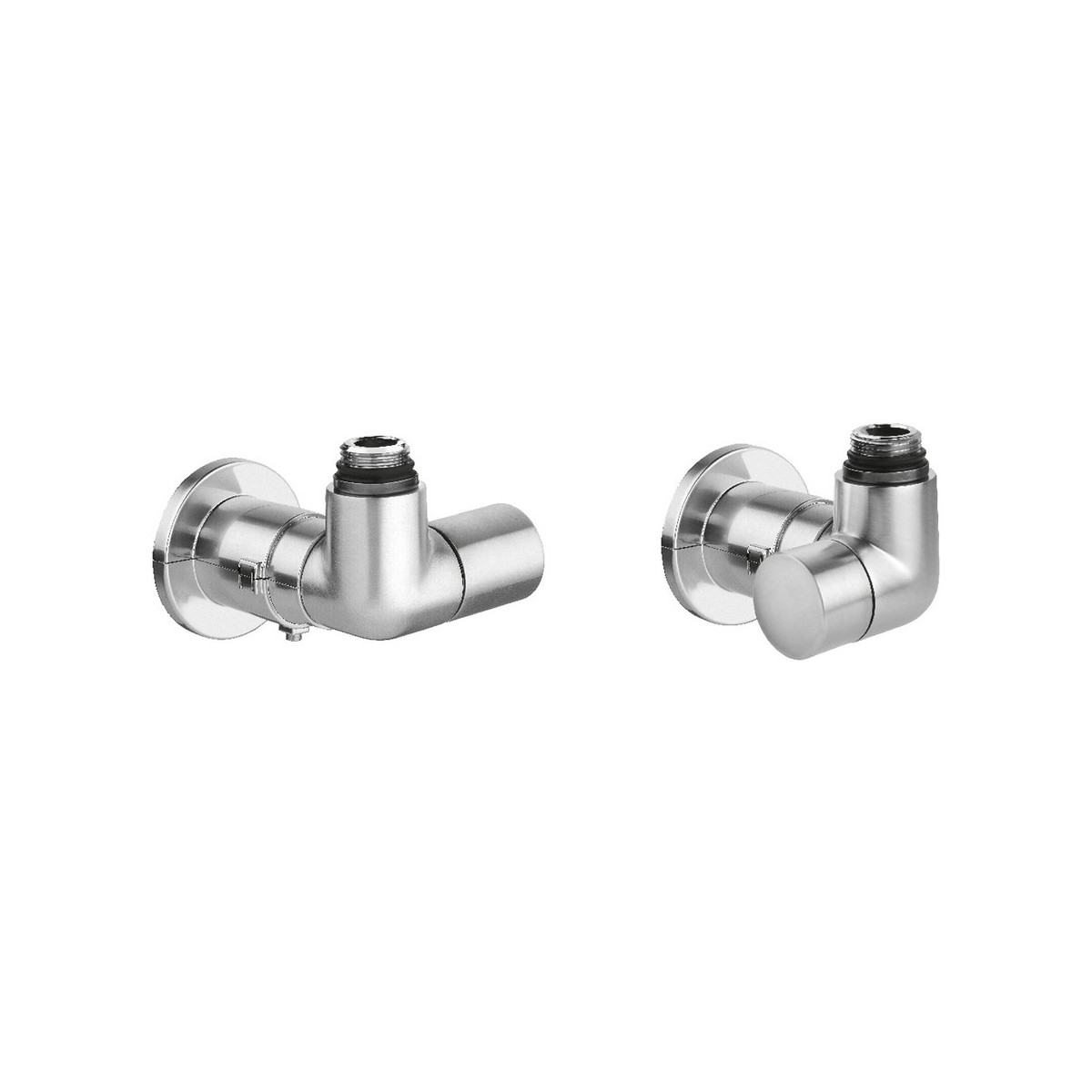 Robinet thermostatisable double équerre gauche métal brossé pour radiateur et sèche-serviettes M23x1,5 - THERMADOR ERGMB 