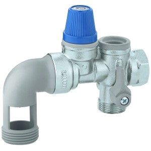 Groupe de sécurité coudé siège inox chromé 3/4" pour chauffe-eau jusqu'à 10 kW NF - THERMADOR GS20CI 