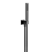 Kit douchette carrée avec support prise d'eau et flexible noir - THEWA KI057NE 