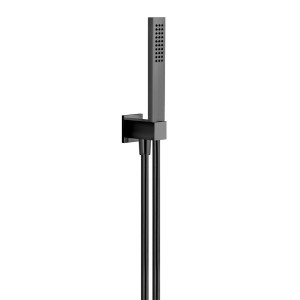 Kit douchette carrée avec support prise d'eau et flexible noir - THEWA KI057NE 