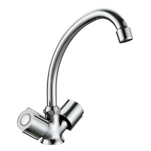 Mélangeur pour lavabo AKVO chromé têtes céramiques demi-tour vidage clic-clac NF - THEWA AKV150 