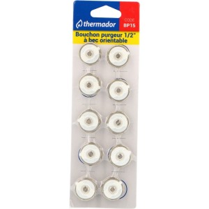 Bouchon purgeur à bec orientable 1/2" pour radiateur acier sous blister de 10 10 bar 100 °C - THERMADOR BP15 
