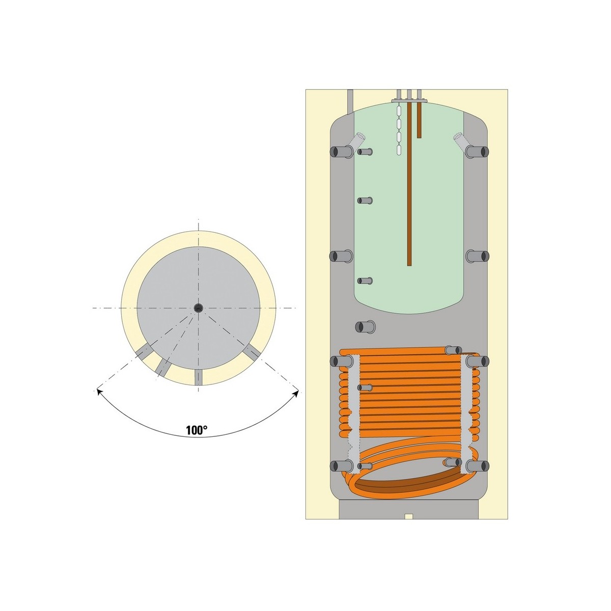 Ballon combiné chauffage 1500 L avec 1 échangeur acier et bain-marie ECS 412 L jaquette amovible - THERMADOR BSEBM1500HE 