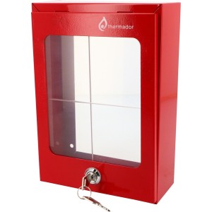 Boîtier sous verre dormant rouge en acier 300 x 300 x 200 mm avec serrure - THERMADOR BSVD332 