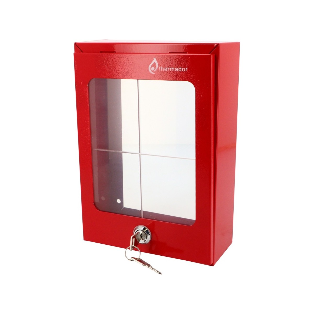Boîtier sous verre dormant rouge en acier 600 x 600 x 450 mm avec serrure - THERMADOR BSVD664 