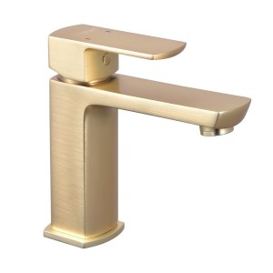 Mitigeur pour lavabo DOUR design carré laiton brossé avec vidage clic-clac assorti - THEWA DOU14L 