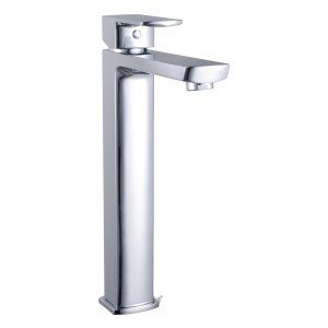 Mitigeur haut pour lavabo DOUR design carré chromé avec vidage clic-clac laiton - THEWA DOU17 