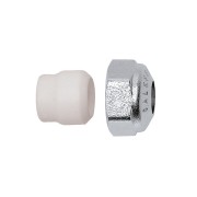 Écrou chromé à compression bague PTFE M23x1,5 Ø16 pour robinetterie de radiateur - THERMADOR 438016 