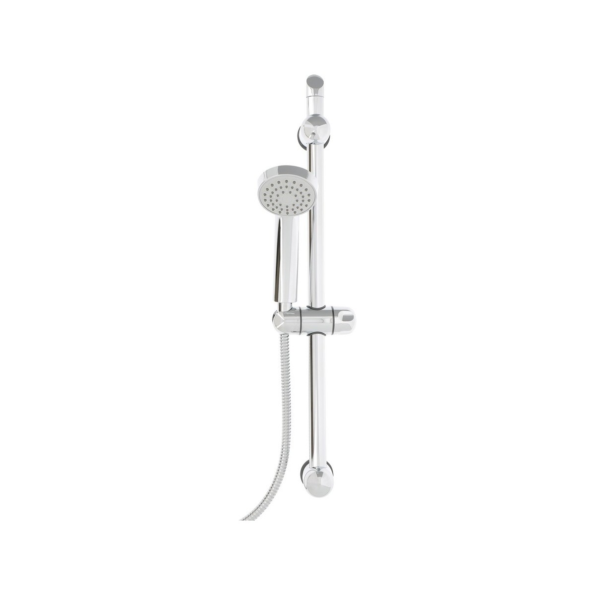 Barre de douche inox chromée 50 cm Ø25 mm 1 point fixe et 1 point réglable - THEWA UDE175BA 