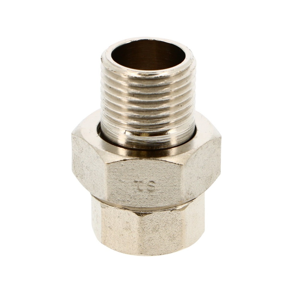 Raccord union 1/2" mâle-femelle 3 pièces à visser avec joint sphéro-conique nickelé - THERMADOR RU15N 