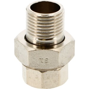 Raccord union 1/2" mâle-femelle 3 pièces à visser avec joint sphéro-conique nickelé - THERMADOR RU15N 