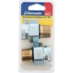Raccord isolant 3/4" mâle-femelle pour chauffe-eau lot de 2 - THERMADOR RICE 