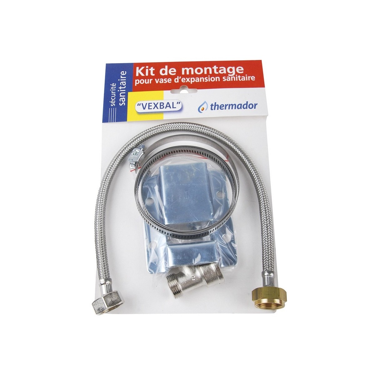 Kit de branchement pour vase d'expansion sanitaire VEXBAL 5-12 L support mural et té 3/4" mâle-mâle-femelle - THERMADOR ZKVEX 