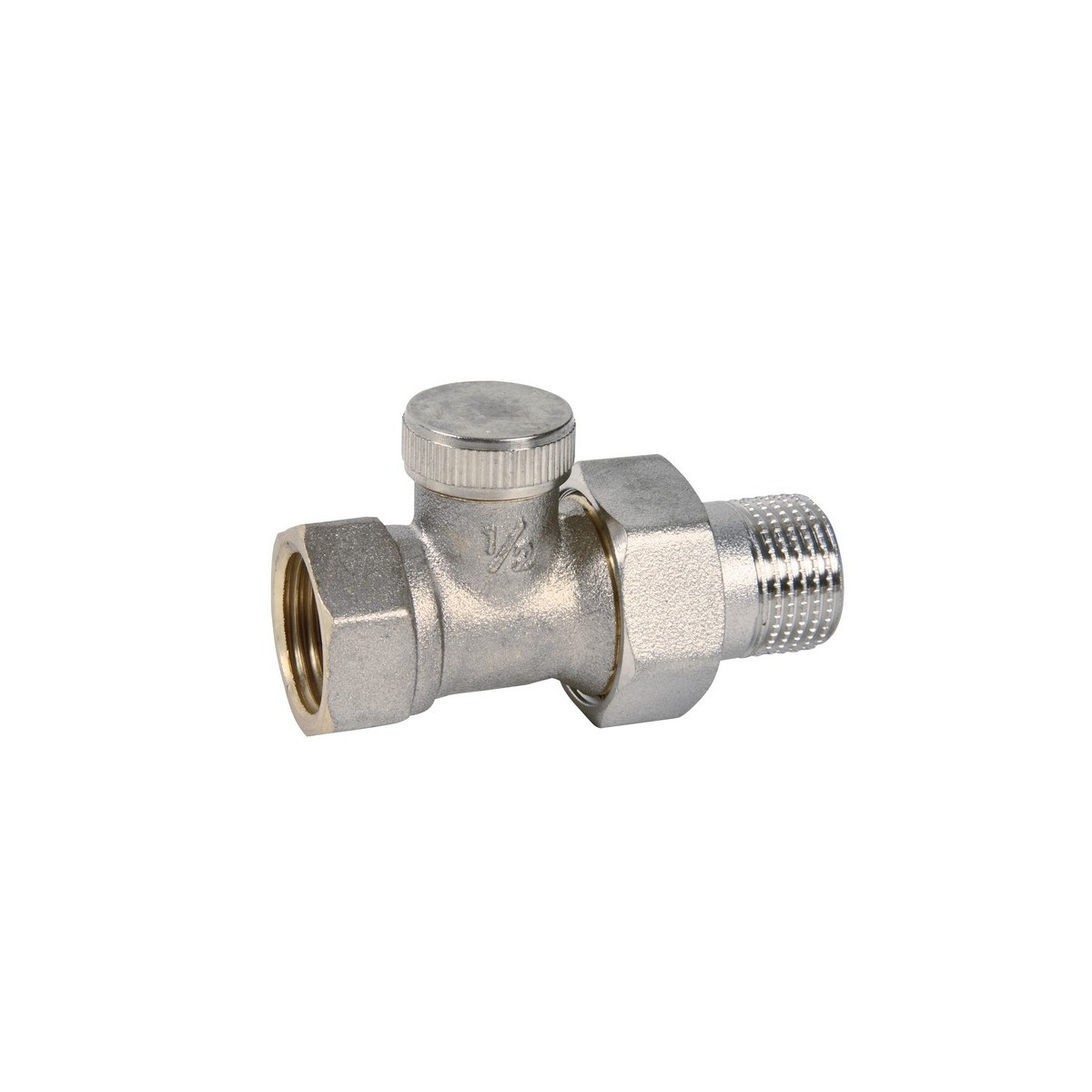 Té de réglage pour radiateur gamme A 1/2" nickelé sans joint sur la douille - THERMADOR TR15 