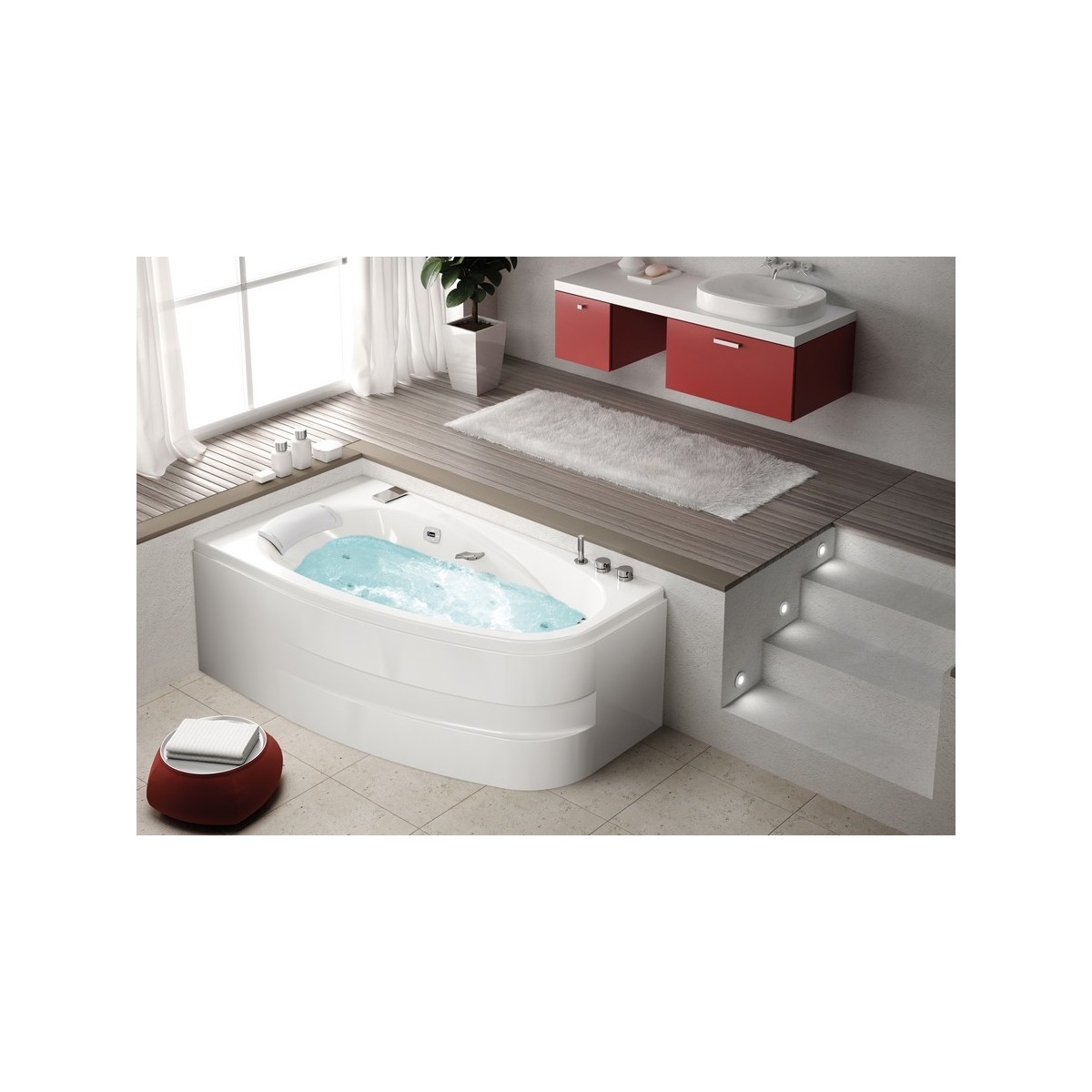 Baignoire balnéo MILONGA 180x100 cm tête à droite AIR HOTEL - KINEDO BA18180BDBAH1 
