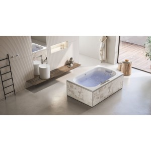 Baignoire balnéo BOSSANOVA 185x120 cm tête à gauche AIR HOTEL - KINEDO BBOS852BGBAH1 