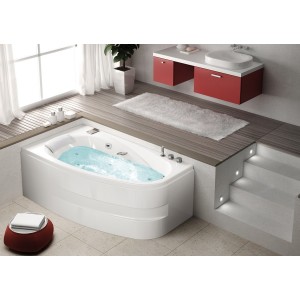 Baignoire balnéo MILONGA 180x100 cm tête à gauche AIR HOTEL - KINEDO BA18180BGBAH1 