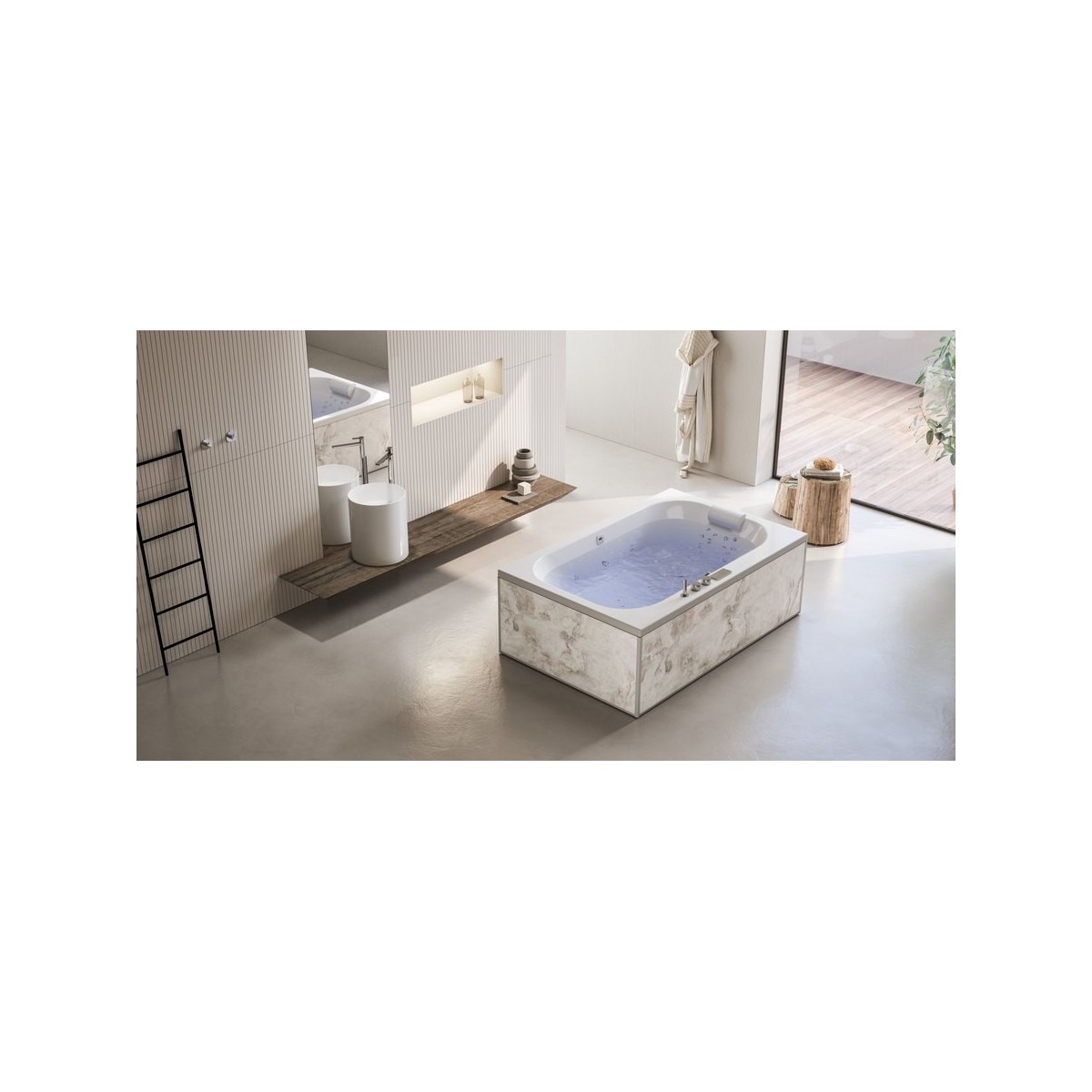 Baignoire balnéo BOSSANOVA 185x120 cm tête à gauche SENSATION AIR POOL - KINEDO BBOS852BGSAP1 