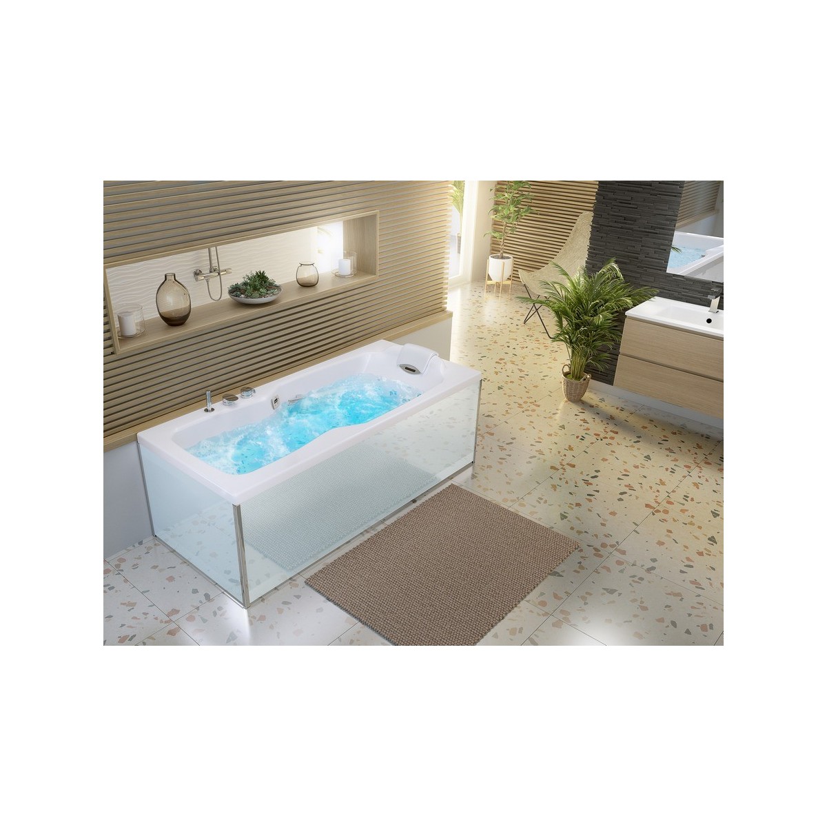 Baignoire balnéo KINEPLUS 180x80 cm tête à droite - KINEDO BKP4180BDKPL1 