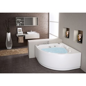 Baignoire balnéo d'angle MALOYA 140x140 cm tête à droite SENSATION AIR POOL - KINEDO BMAL140BDSAP1 