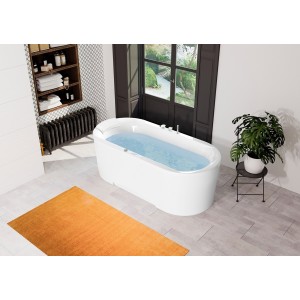 Baignoire balnéo îlot OVVIO 180x85 cm tête à gauche SILENCE MIX COLOR - KINEDO BOVV885BGSMC5 