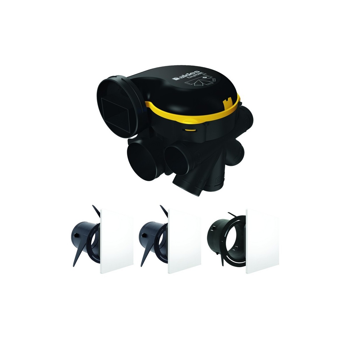 Kit VMC simple flux EasyHOME auto DHU + 3 grilles design ColorLINE - ALDES 11026050 