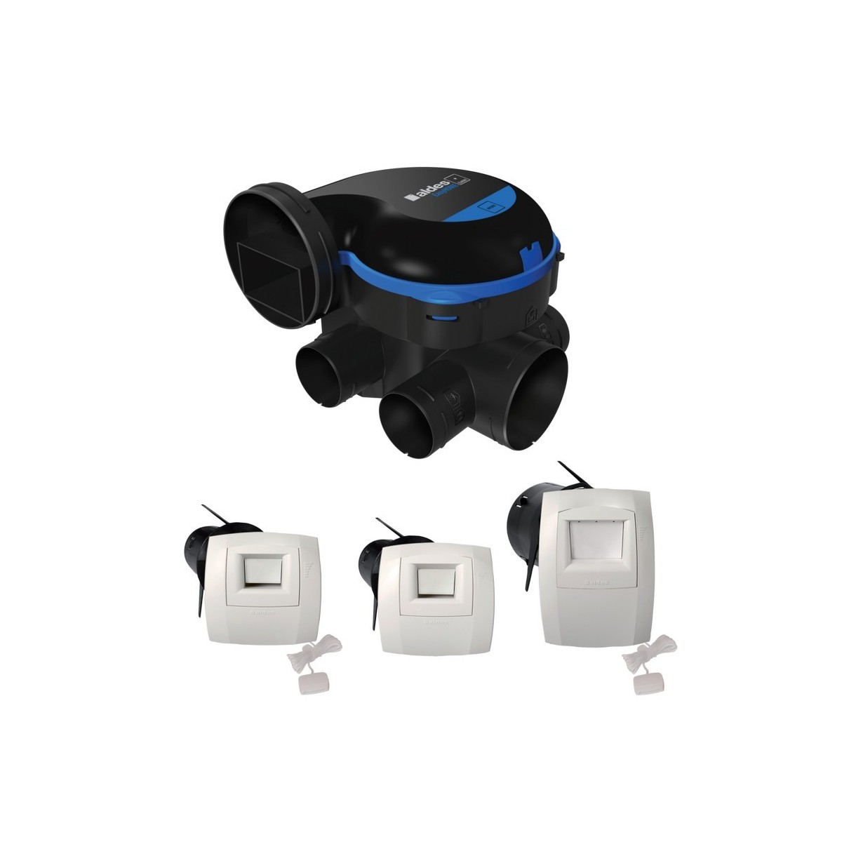 Kit VMC simple flux EasyHOME hygroréglable classic avec bouches à cordelette - ALDES 11033032 