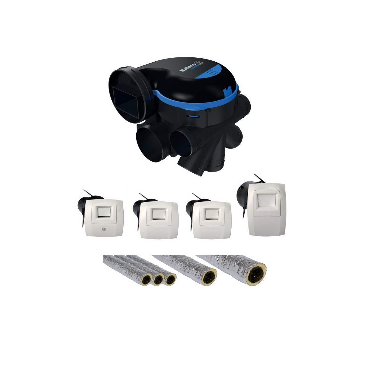 Kit VMC simple flux EasyHOME hygroréglable premium MW' avec gaines PVC isolées et SDO - ALDES 11033044 