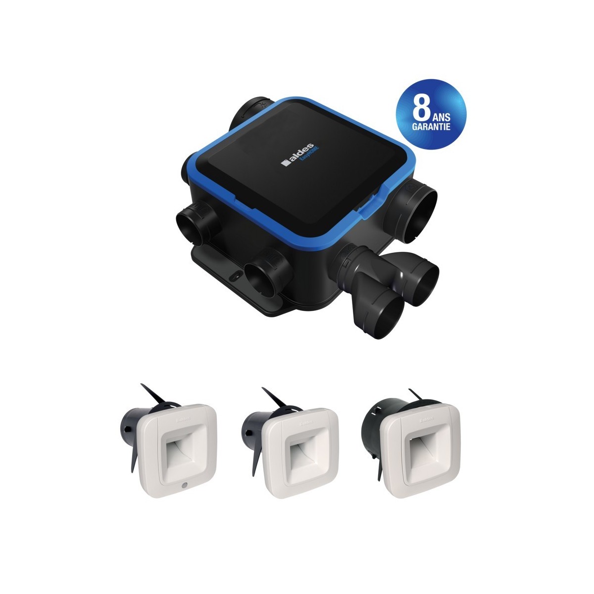 Kit VMC simple flux EasyHOME hygroréglable compact premium moyenne pression MP BDH - ALDES 11033205 
