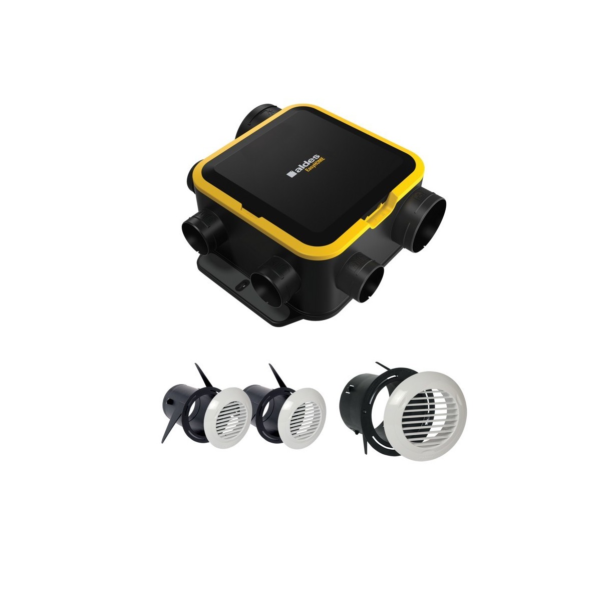 Kit VMC simple flux EasyHOME auto compact + 3 grilles de ventilation BIP - ALDES 11026035 