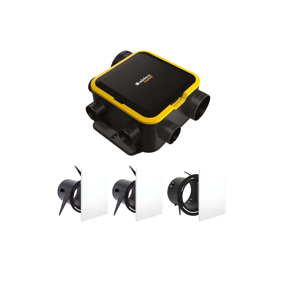 Kit VMC simple flux EasyHOME autoréglable compact classic livré avec 3 grilles de ventilation ColorLINE - ALDES 11026036 