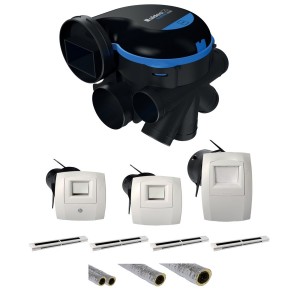 Kit VMC simple flux EasyHOME hygroréglable premium MW' avec gaines PVC isolées et EHB - ALDES 11033042 
