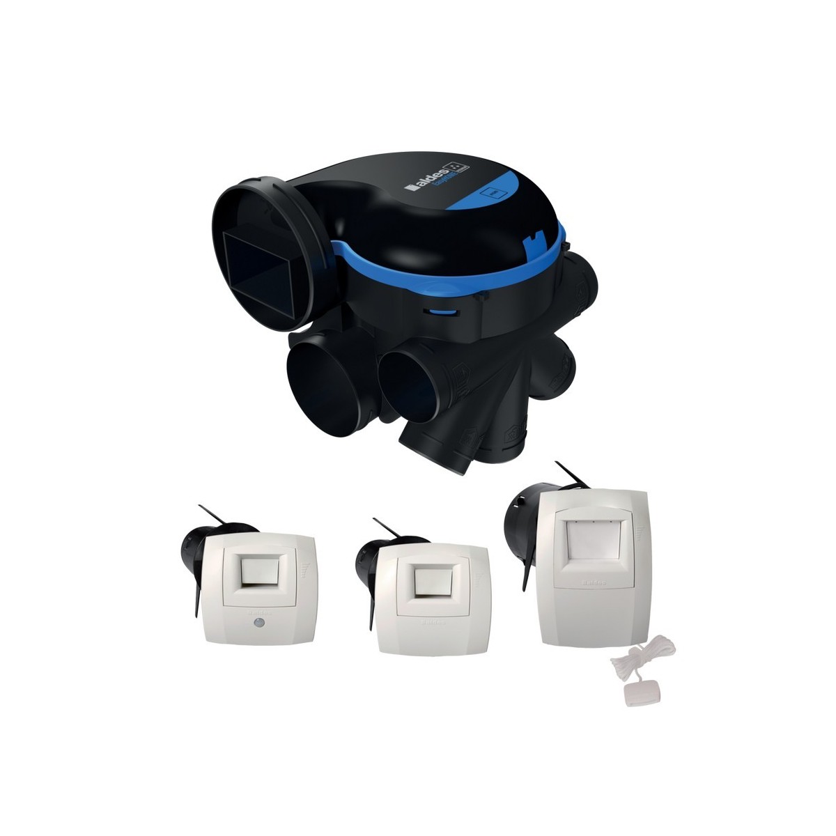 Kit VMC simple flux EasyHOME hygroréglable premium MW' avec bouche cuisine à cordelette - ALDES 11033068 
