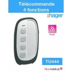 TU444 - Télécommande 2x4 fonction LS radio/tebis Logisty HAGER (pile fournie) - TU444