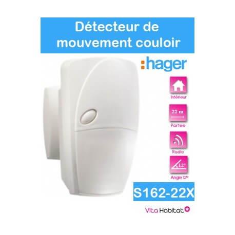 Détecteur de mouvement infrarouge - couloir 12° - 22 m - S162-22X - SEPIO Logisty Hager - pile lithium fournie