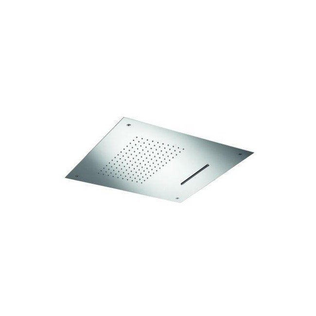 POMME DE DOUCHE PLAFOND ENCASTRE 50CM CARREE PLUIE+CASCADE 100 % INOX - CRISTINA ONDYNA PD38128
