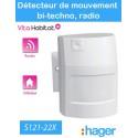Détecteur de mouvement - bi-technologie 90° - 12m - S121-22X - Logisty Hager - pile lithium fournie